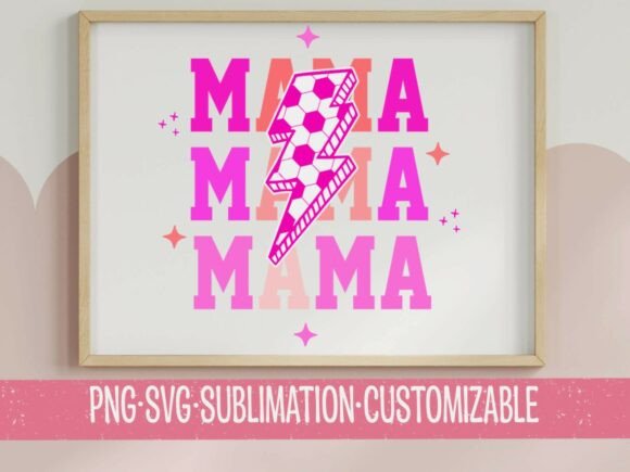 Bold Mama Soccer Retro Lightning Bolt SVG for T-Shirts