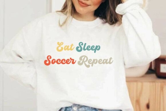 Eat Sleep Soccer Repeat Retro T-shirt Design