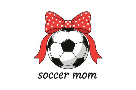 Soccer Mom Bow Football Design for T-Shirt Graphics